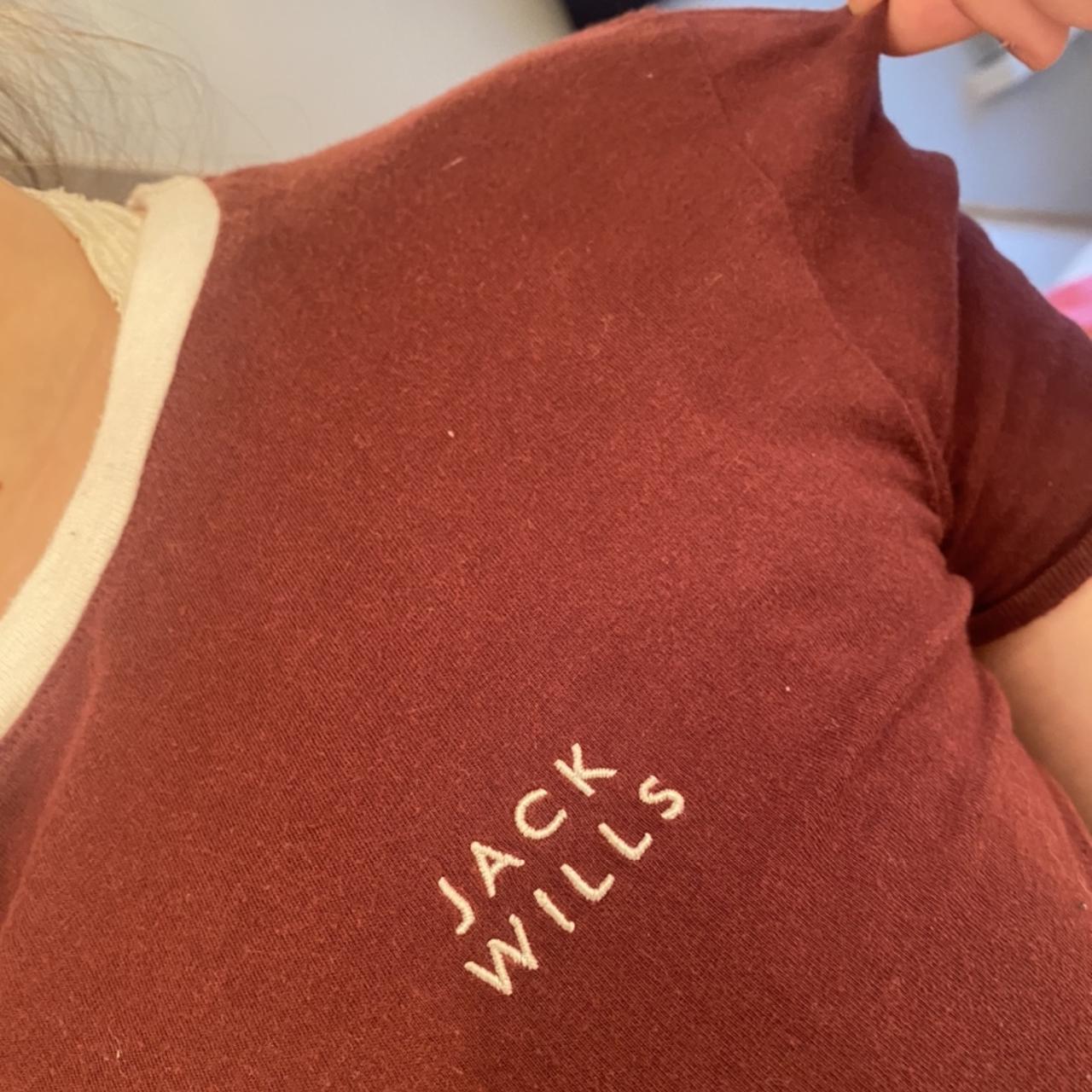 Jack Wills Women's Burgundy and Red T-shirt (2)