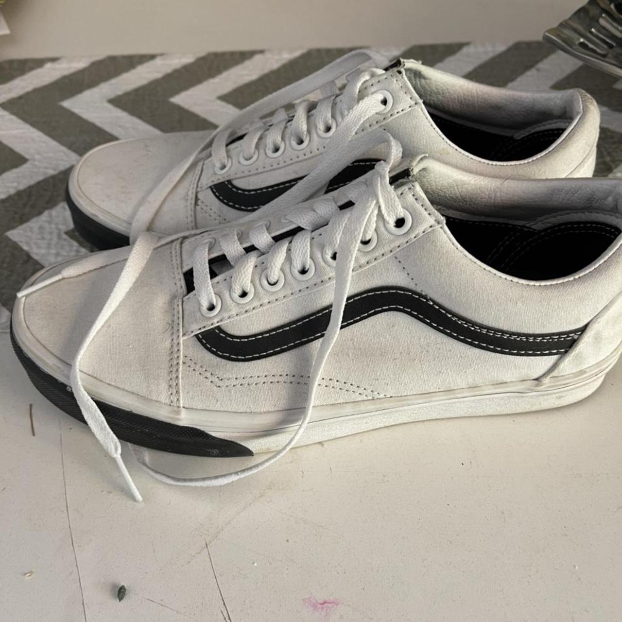 Black And White Vans Size 7.5 Mens, 9 Womens Worn... - Depop