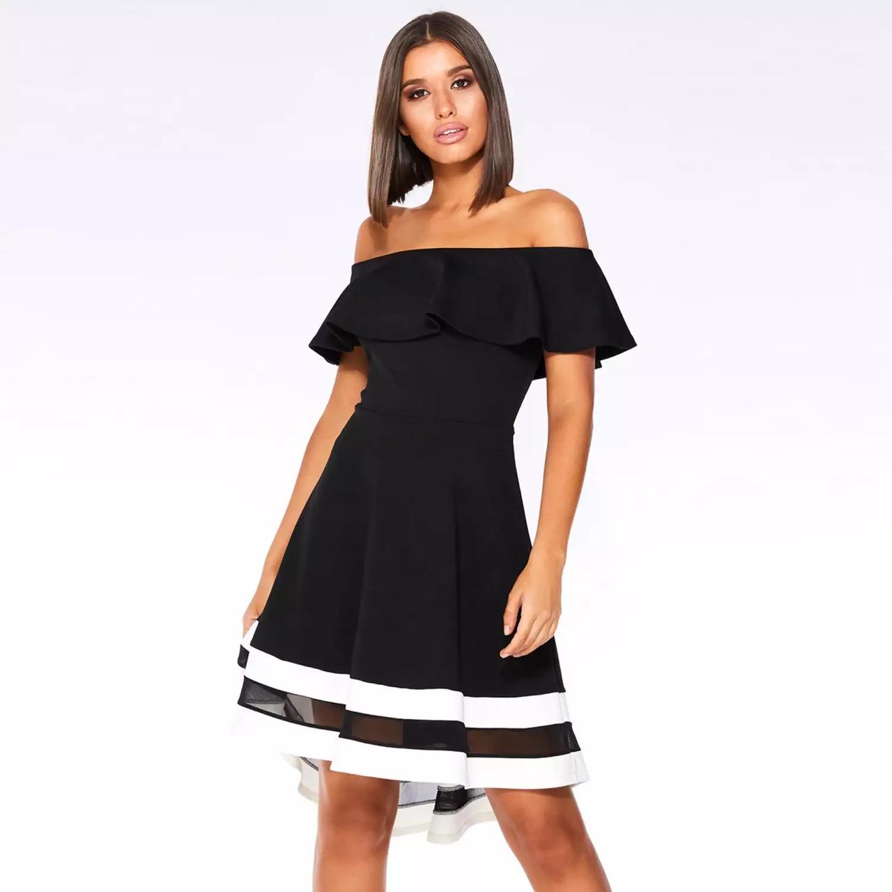 Quiz black and cheap cream bardot dress