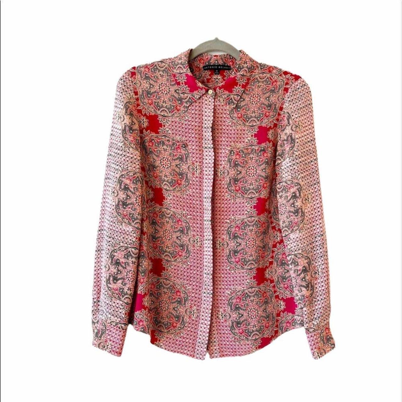 Antonio Melani silk button down blouse size medium. ... - Depop