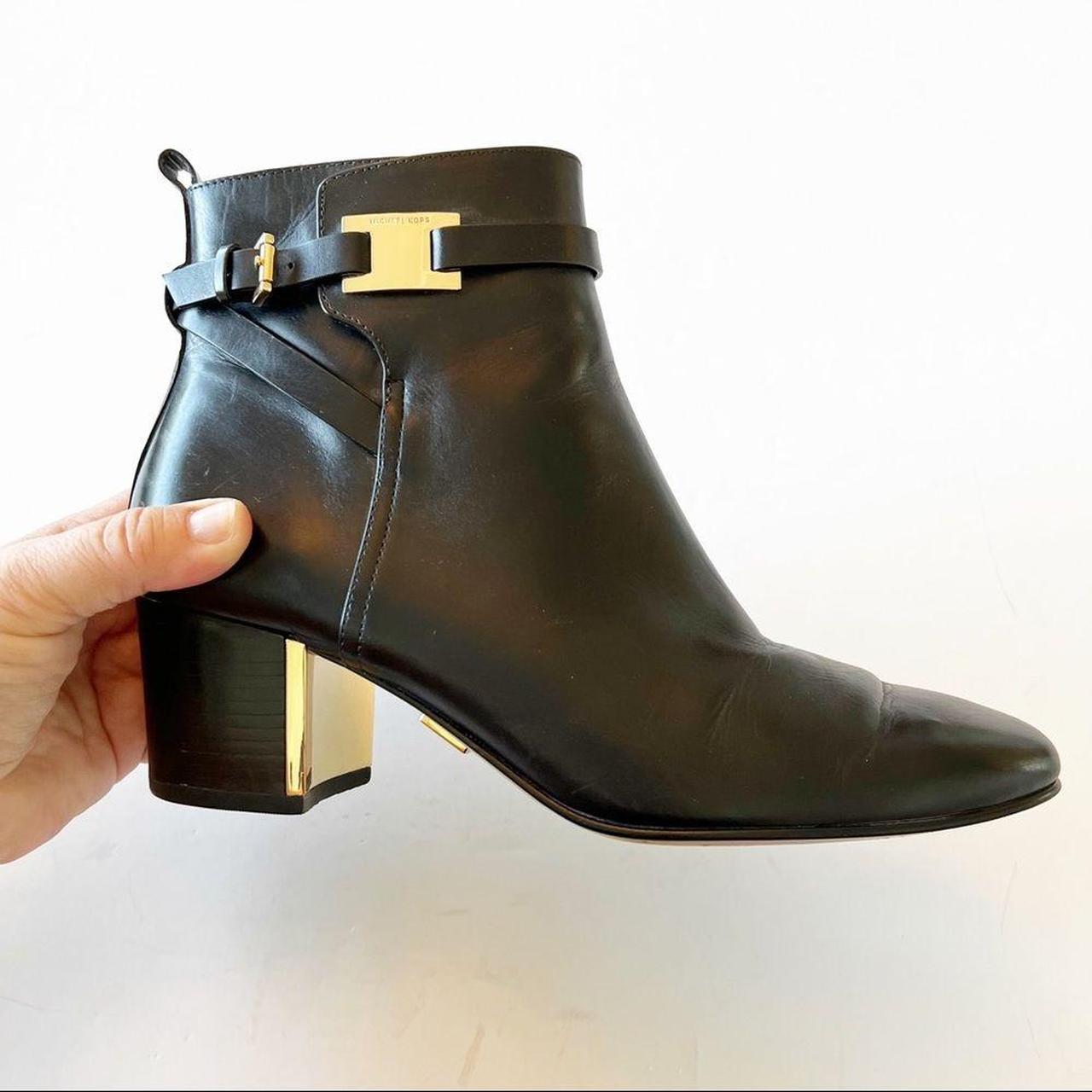 Michael kors black deals booties with gold zipper