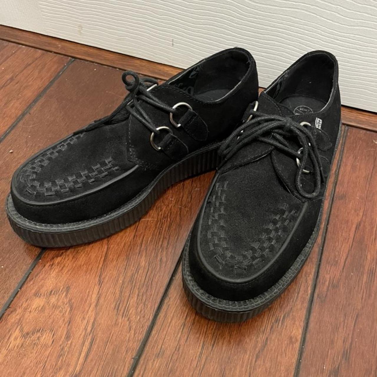 Black suede TUK creeper platform shoes. In good... Depop