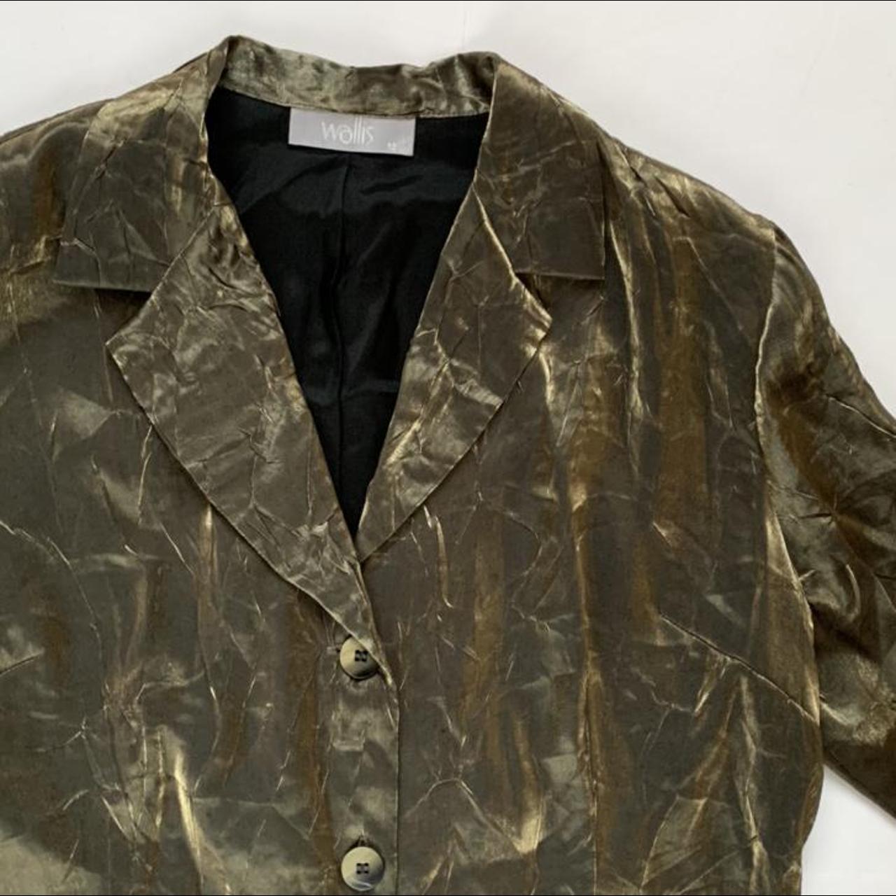 Vintage gold crinkle affect shirt blazer... - Depop