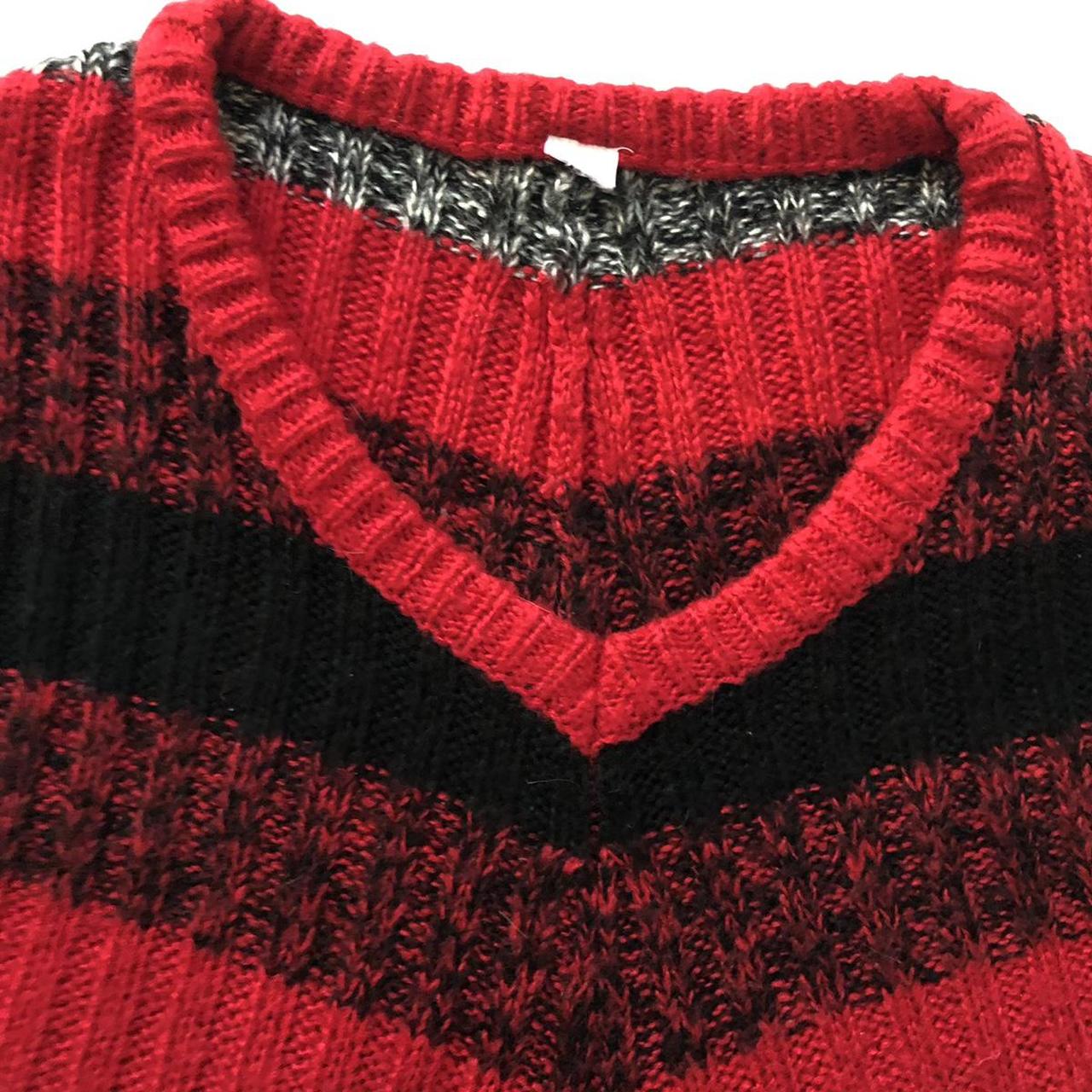Black Red Knitted Jumper | Great condition | Retro |... - Depop
