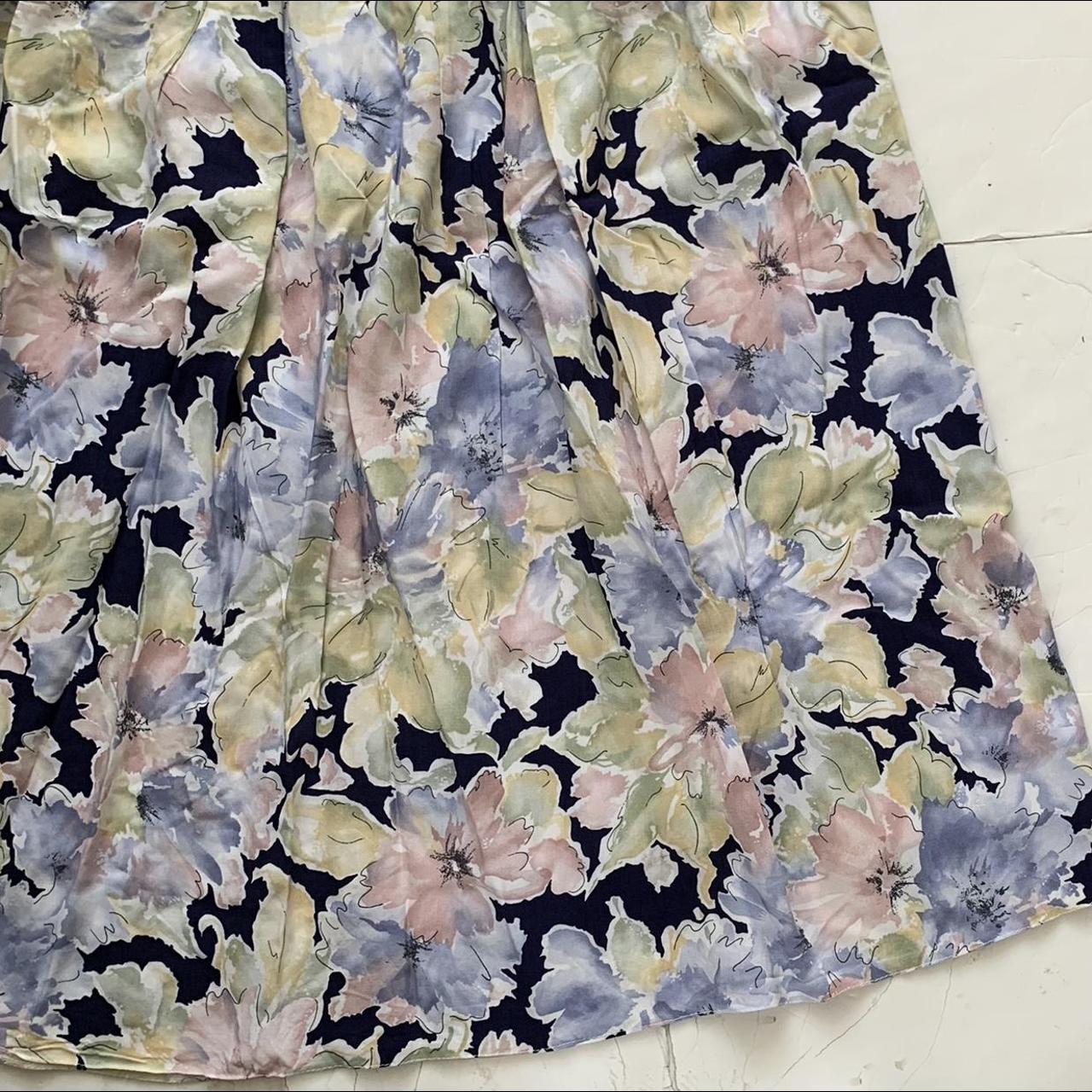 Vintage Blue Etam Skirt Cute summer flower printed... - Depop