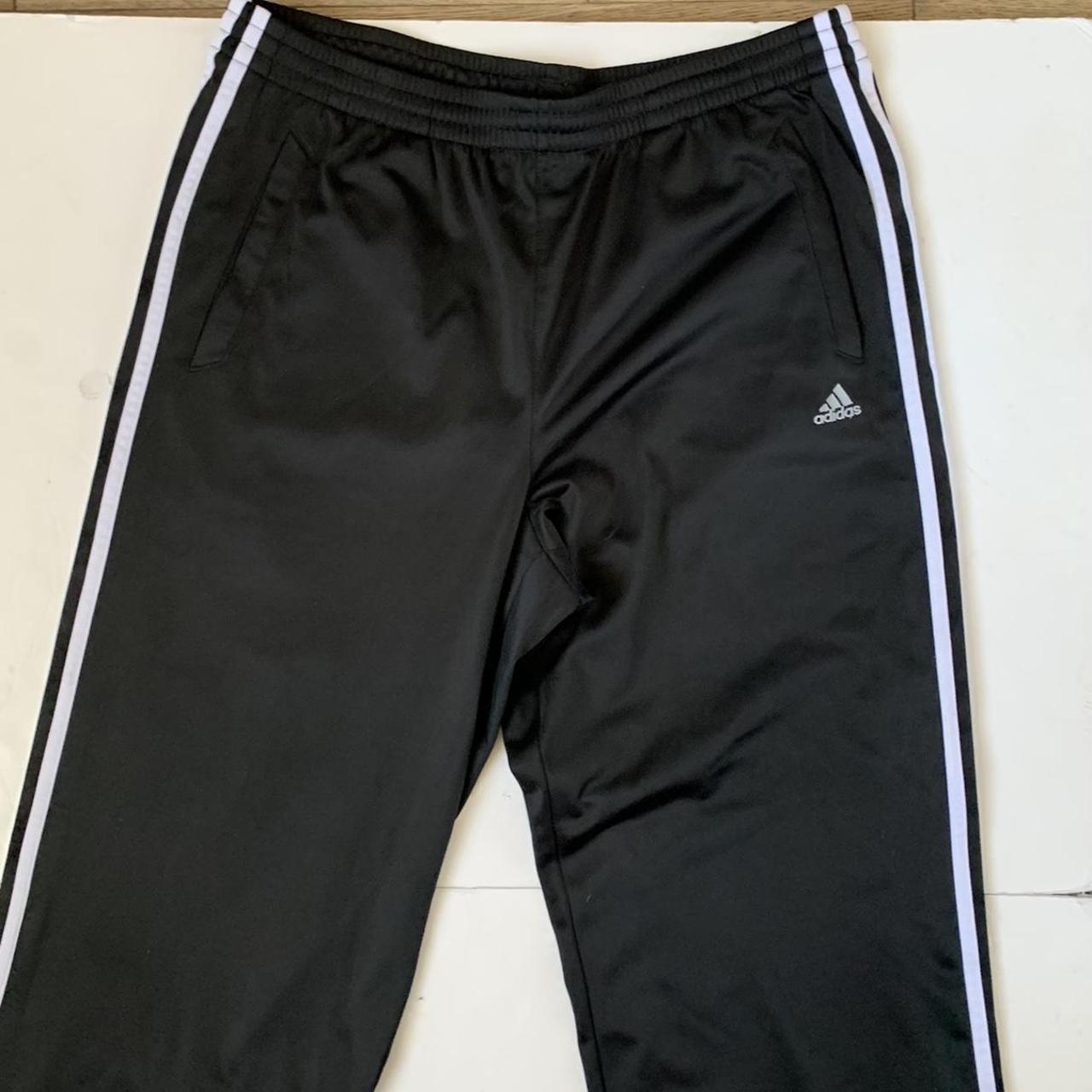 Adidas Tracksuit Bottoms Black with white colour... - Depop