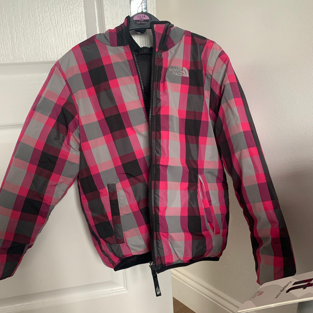 kids reversible north face puffer jacket black /... Depop