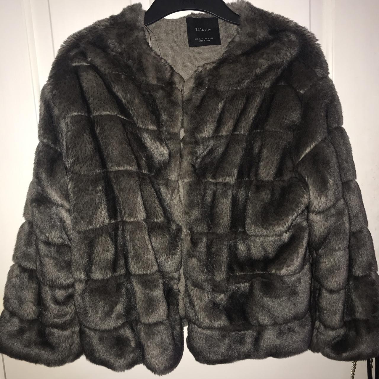 zara knit faux fur jacket