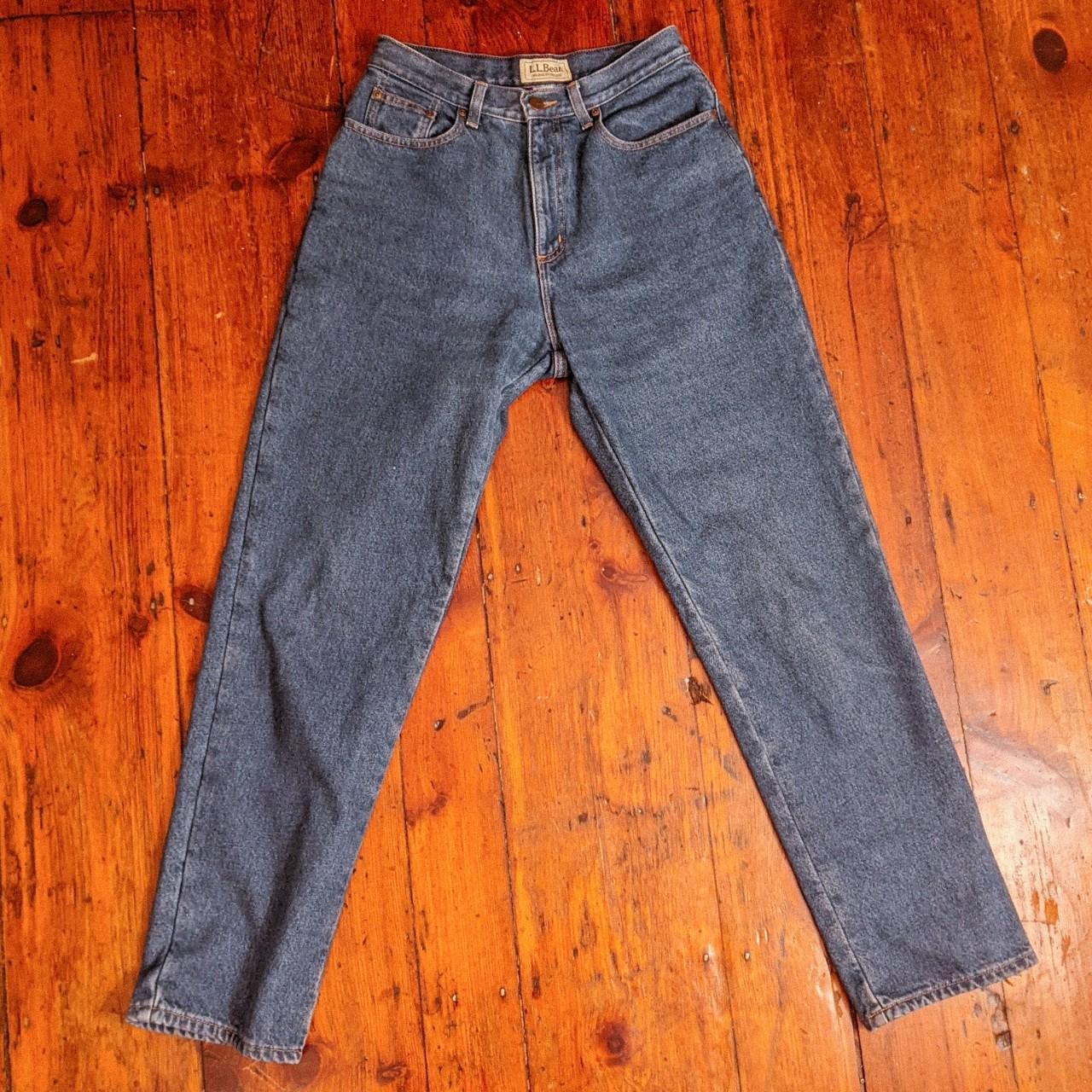 L.L.Bean Women's Blue and Red Jeans | Depop