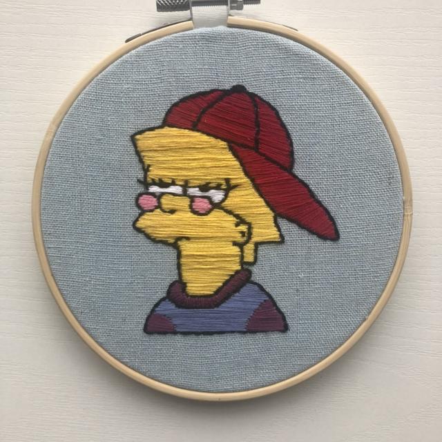 Beautiful handmade 4x4 Lisa Simpson canvas made - Depop