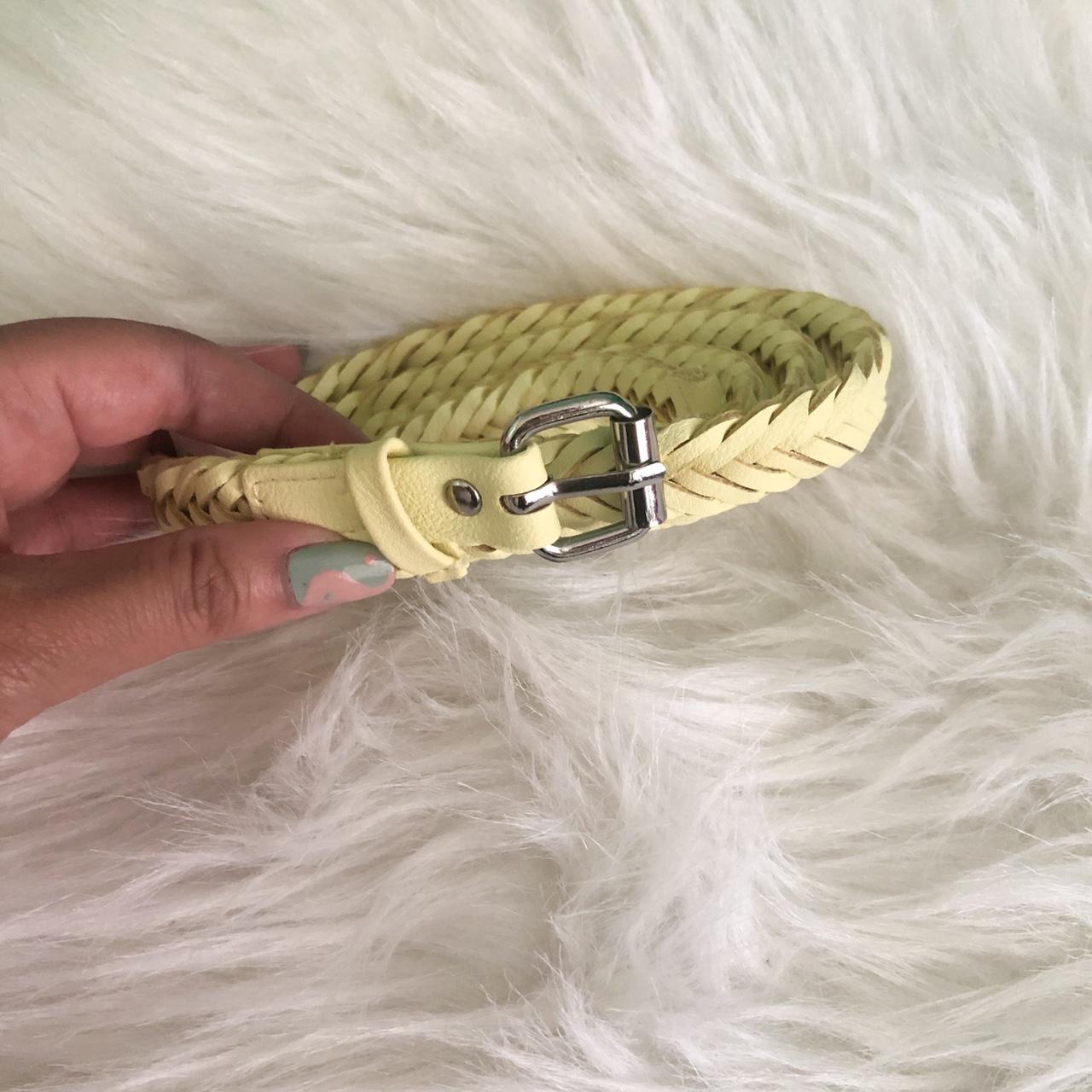 H&M yellow braided woven belt, used, barely worn
