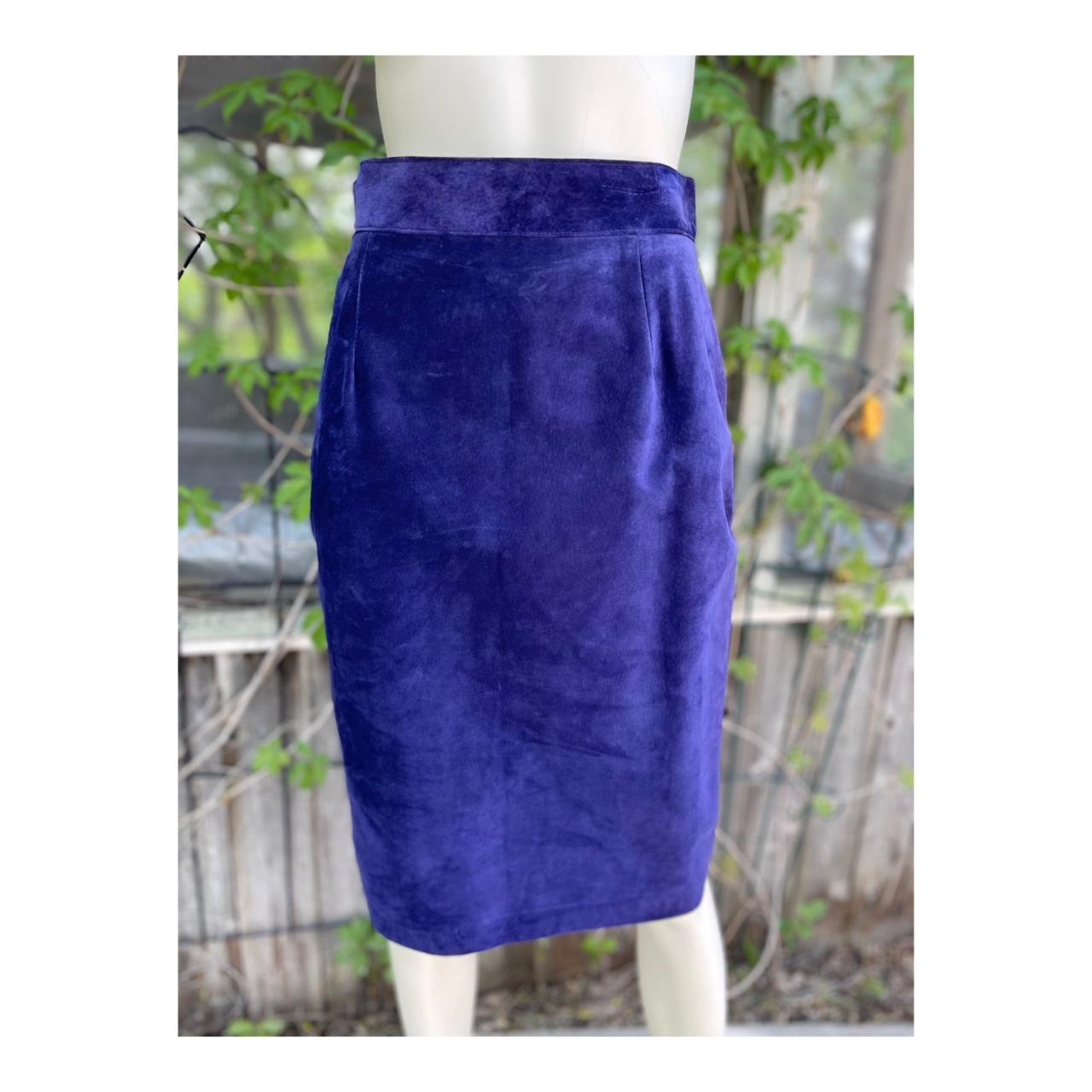 Royal blue velvet pencil cheap skirt