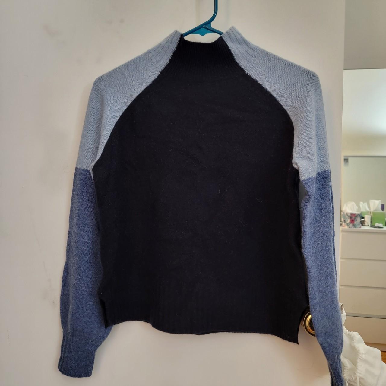 Whistles tri-color knit sweater (navy, light blue,... - Depop