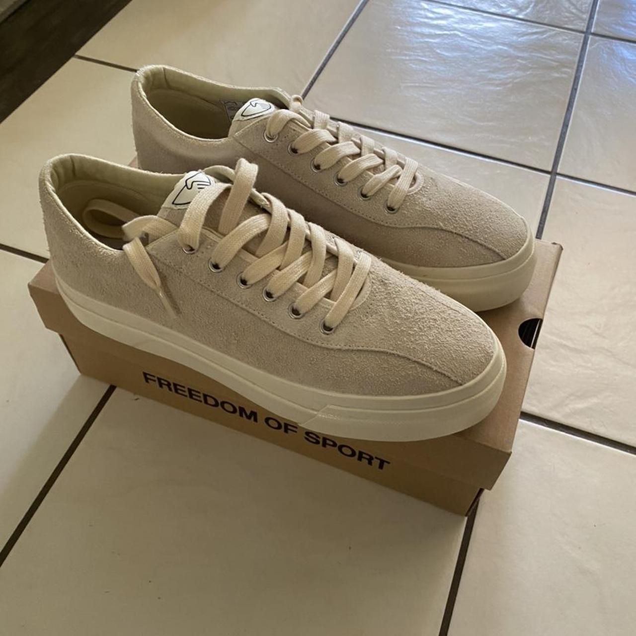 Stepney Workers Club sneakers in oatmeal suede new... - Depop