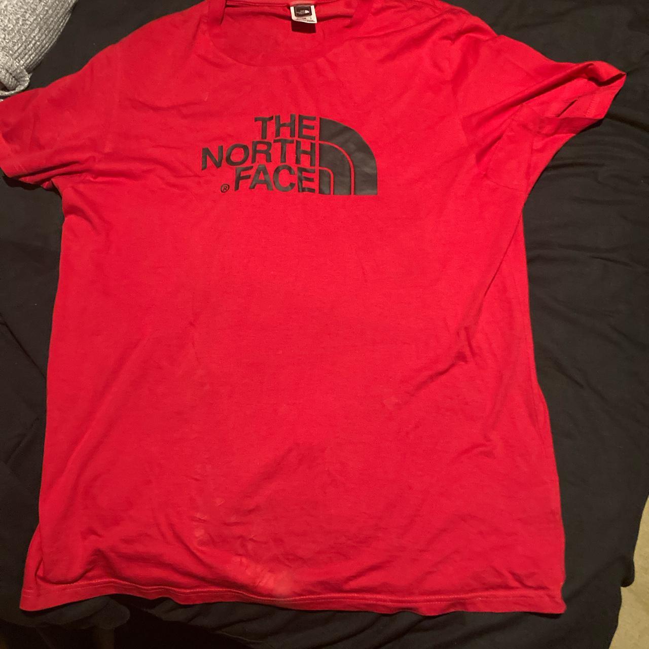 Red North Face T-shirt Size L Men’s Good condition,... - Depop