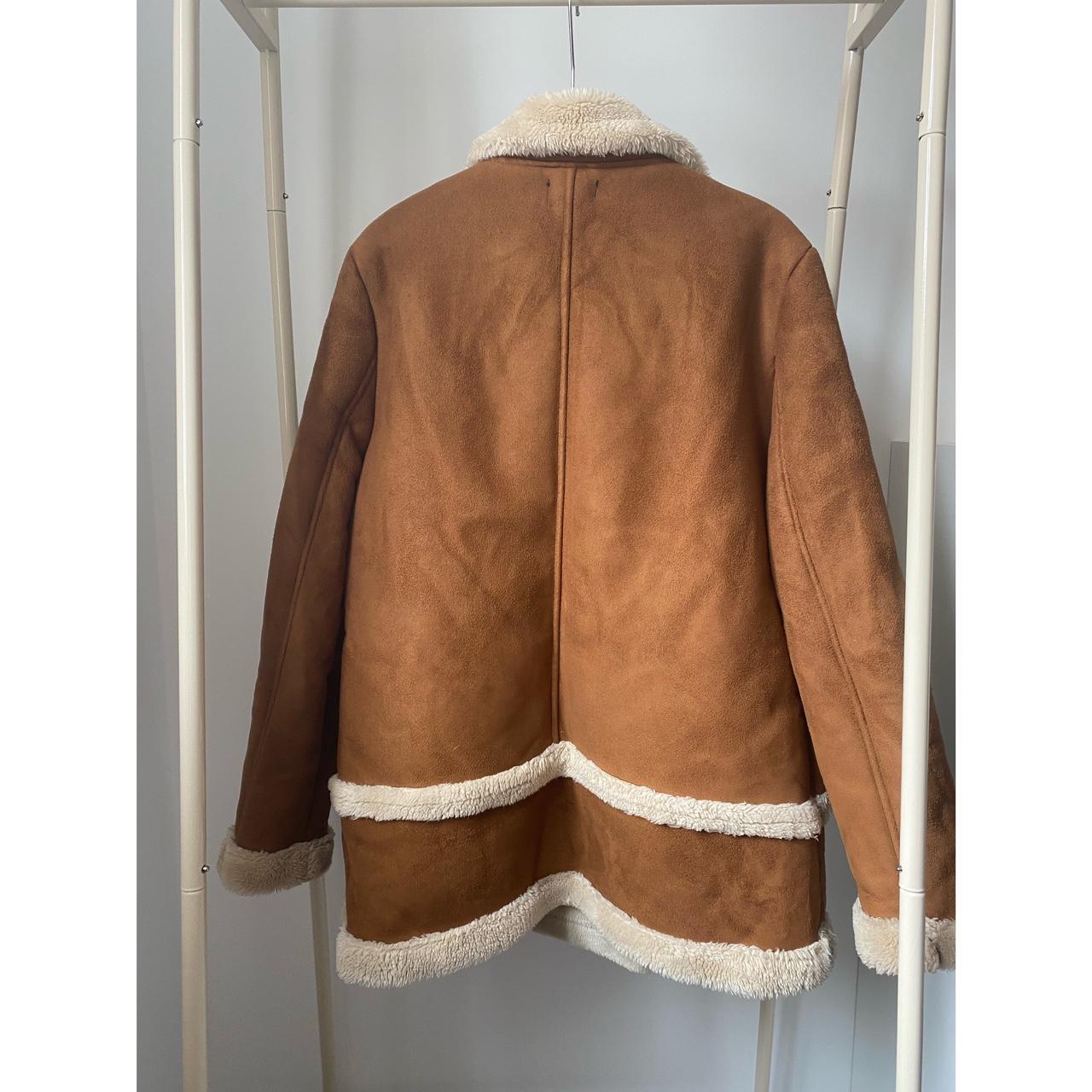 Topshop Brown Sheepskin Style Coat Double Breasted Depop