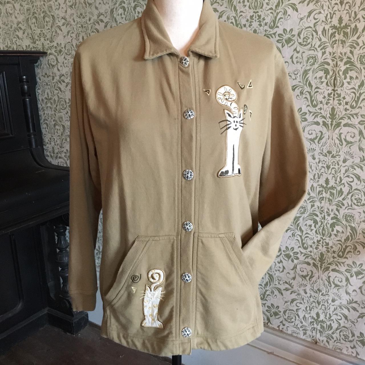 Adorable embroidered cat grandma sweater/ cardigan. Depop