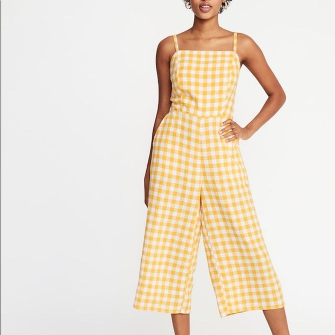 old navy plaid jumpsuit