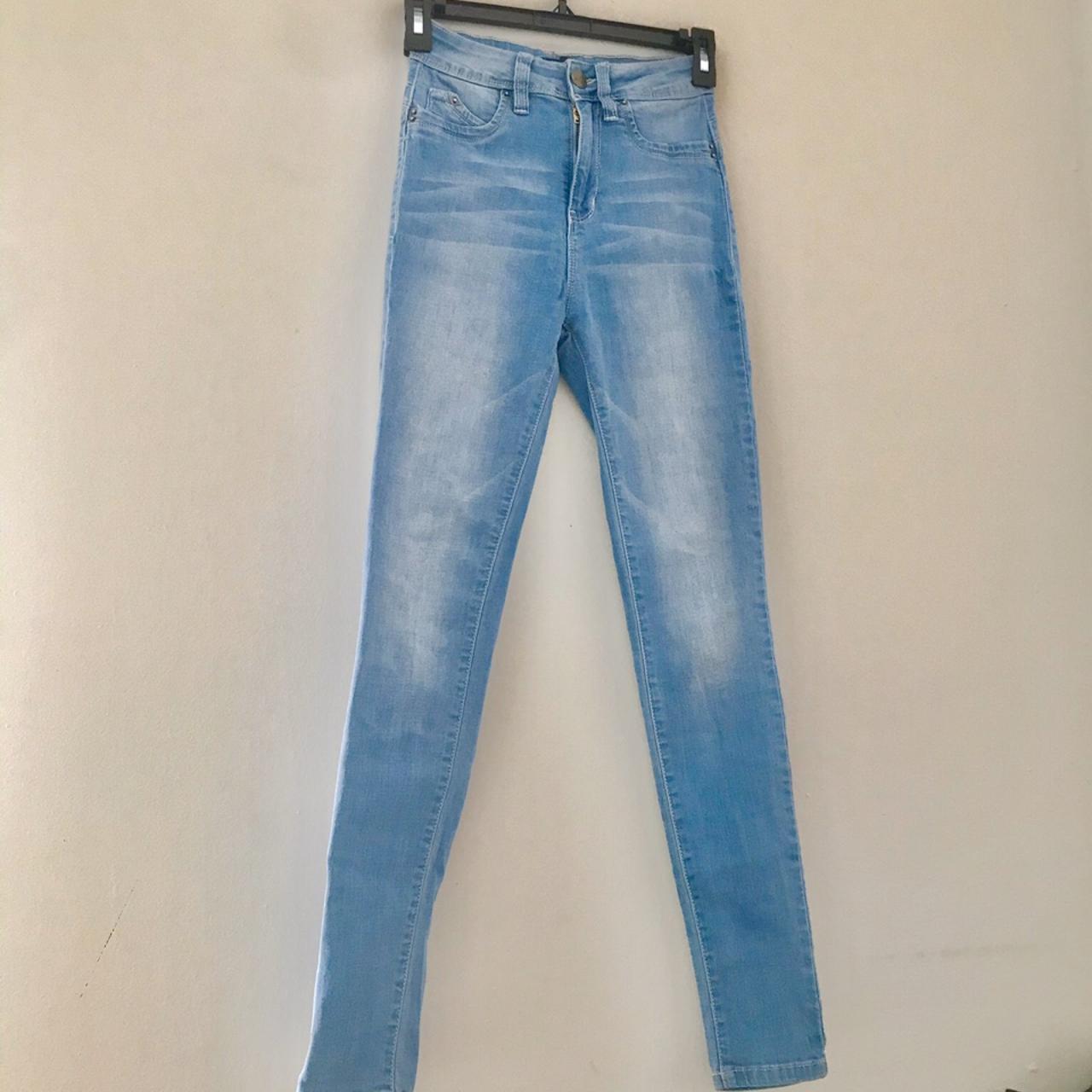 YMI Jeans Women's Blue and White Jeans | Depop