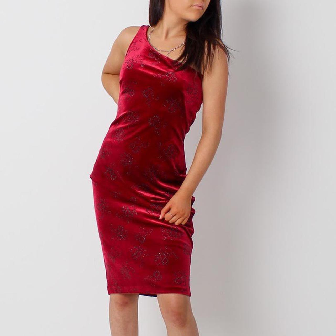 Vintage 90s dress Deep red velvet one shoulder... Depop