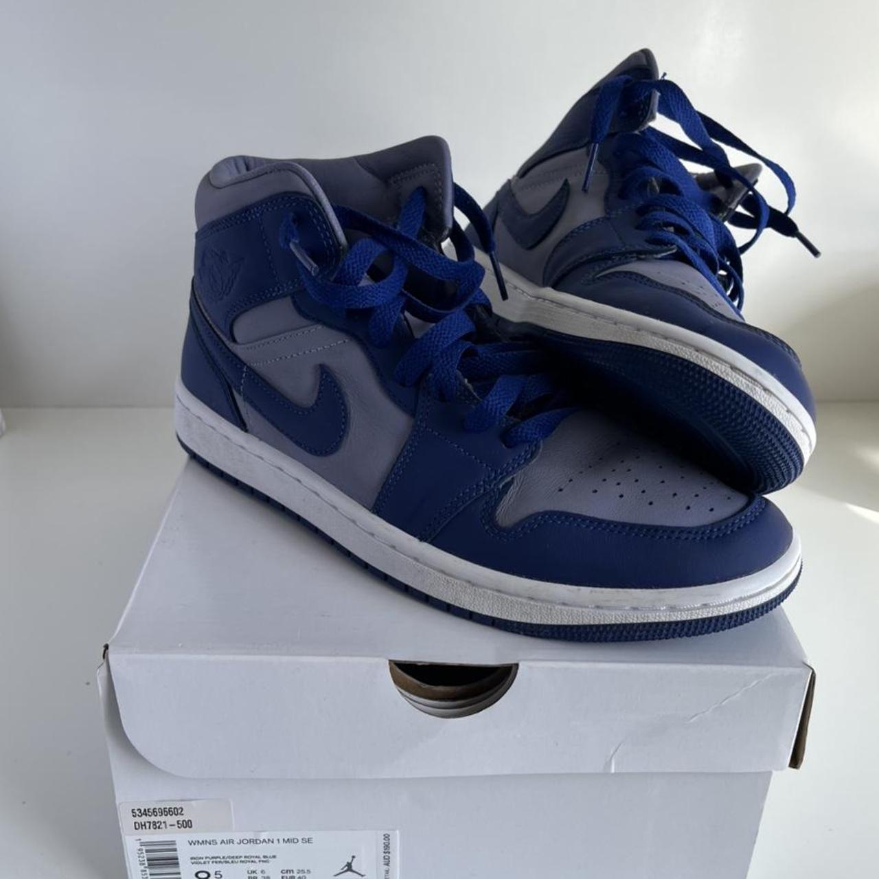 Wmns Air Jordan 1 Mid Se Iron Purple Deep Royal Nike Depop 5028