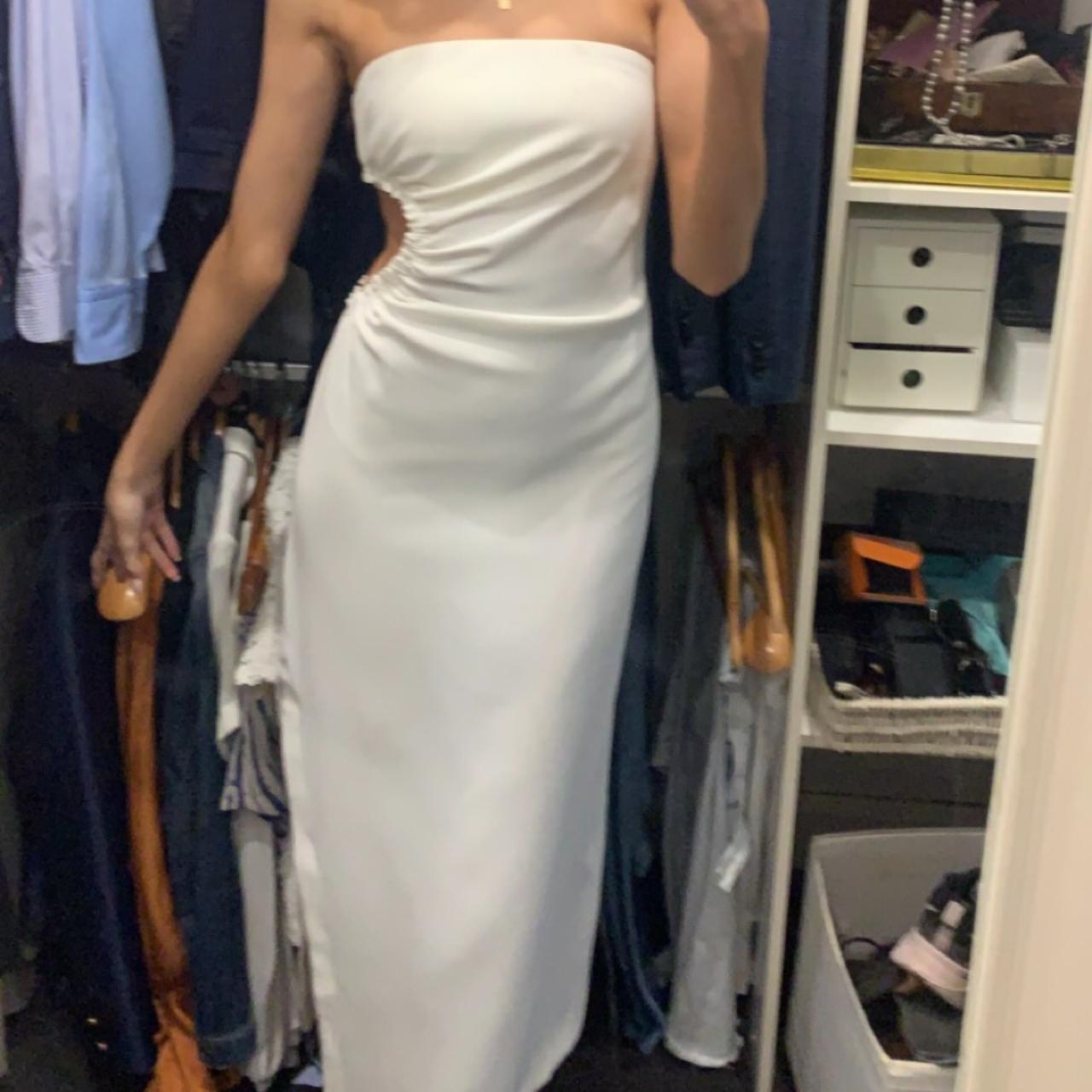 Selling By Johnny white strapless cut-out midi dress