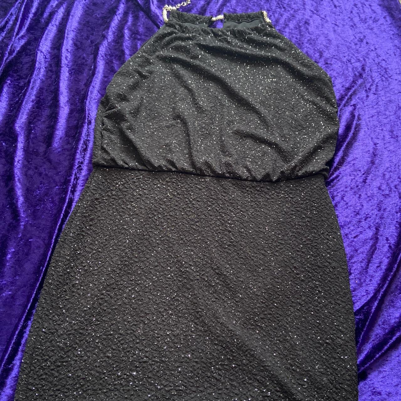 Black glitter bodycon dress with Silver chain from... - Depop