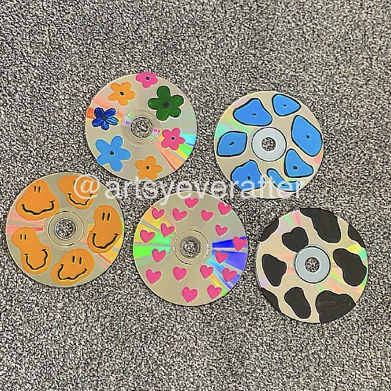 Painted cds indie themed 5 pack hand-painted with... - Depop
