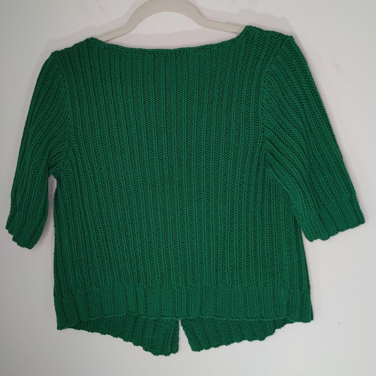 Magaschoni Green Cotton Chunky Knit Sweater. Size... - Depop