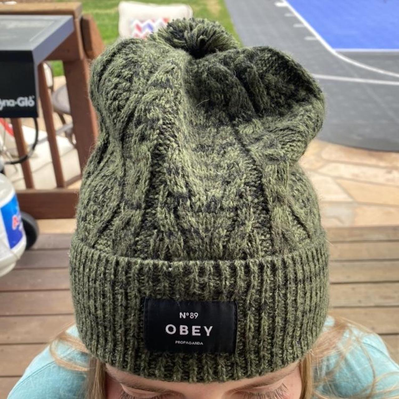 green obey beanie