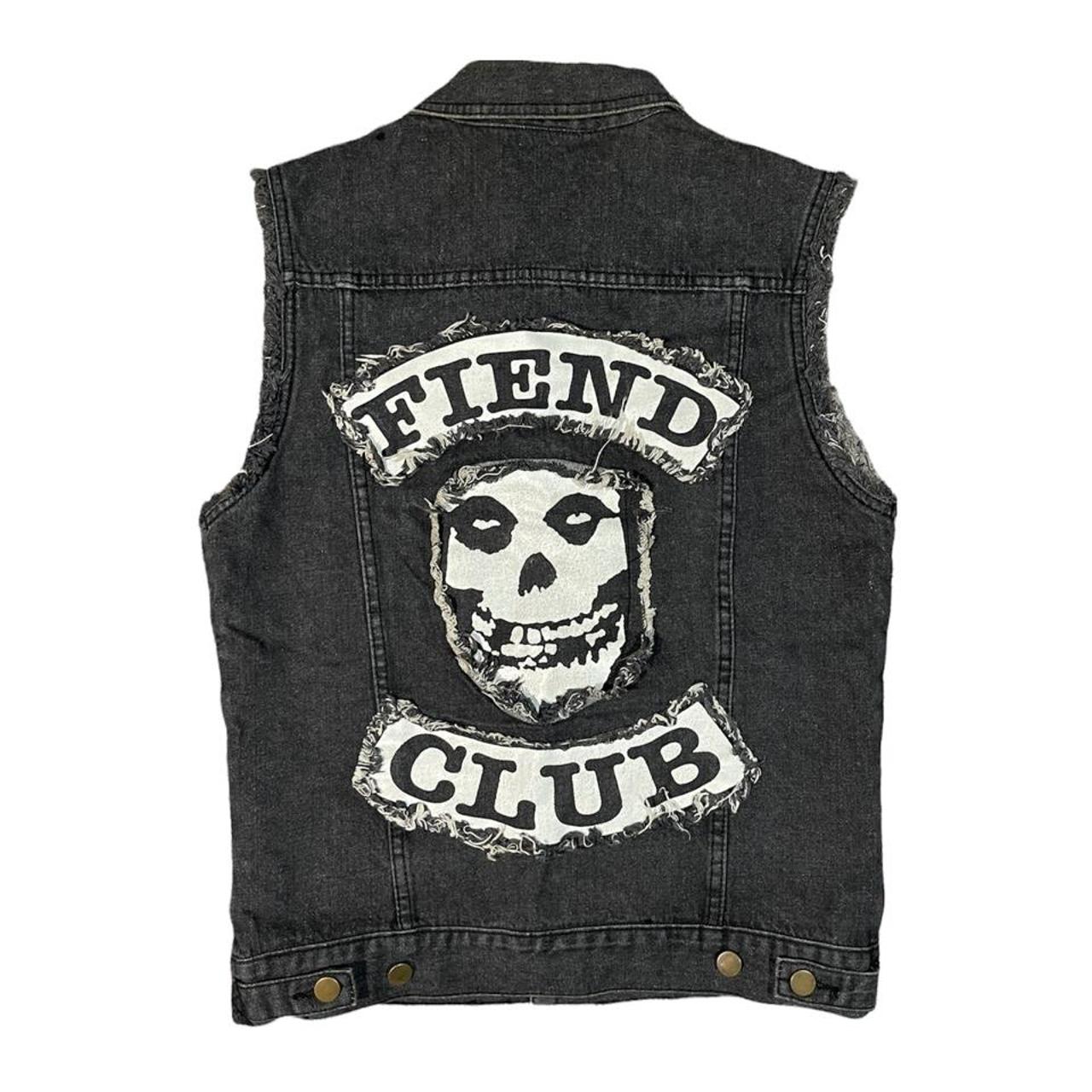 Y2k black denim Misfit fiend club vest with band... - Depop