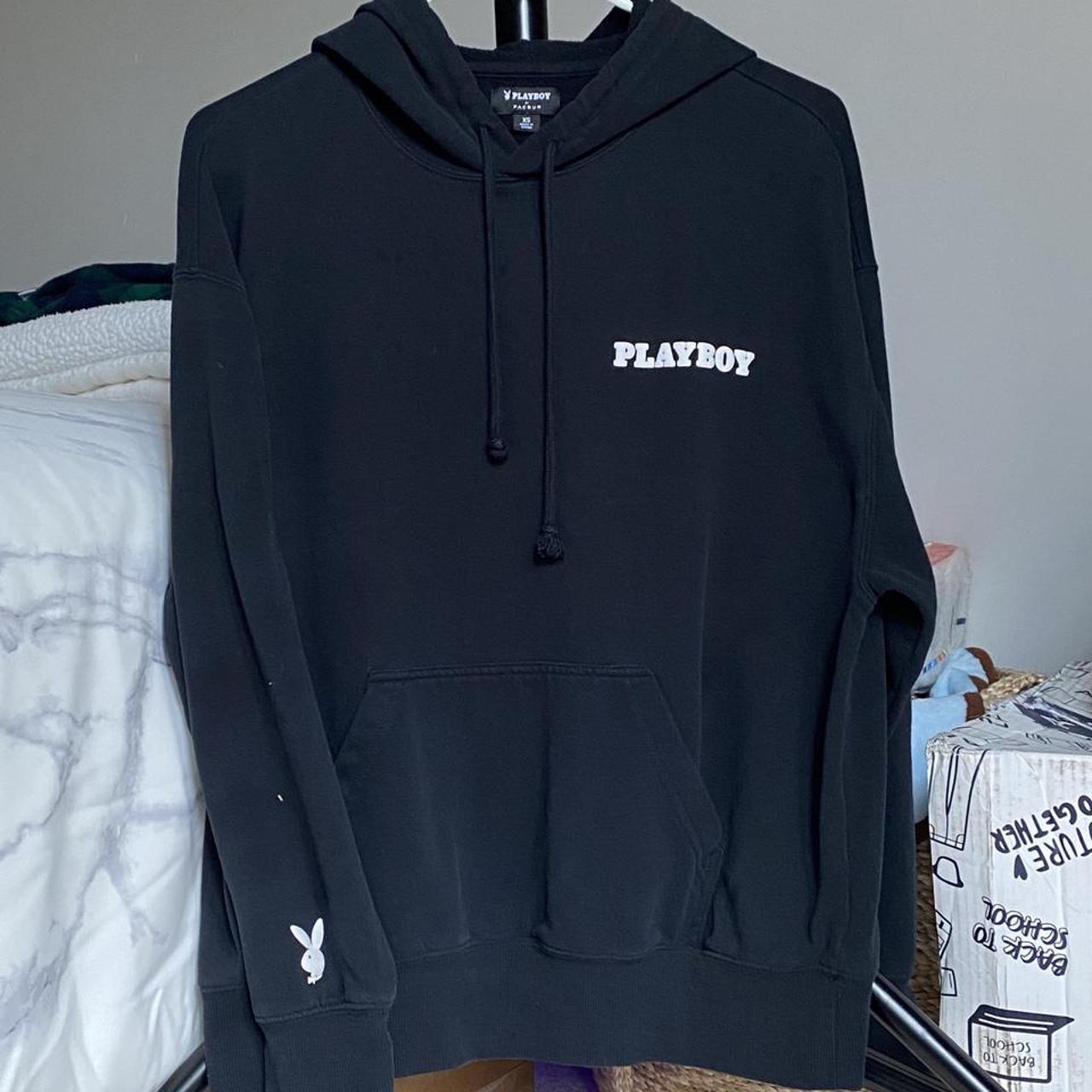 Black Playboy Hoodie Sweatshirt - Depop