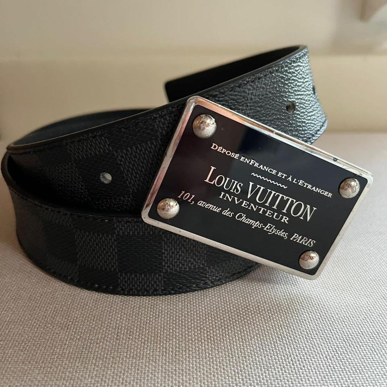 Authentic Louis Vuitton Men's Black Leather Belt - Depop