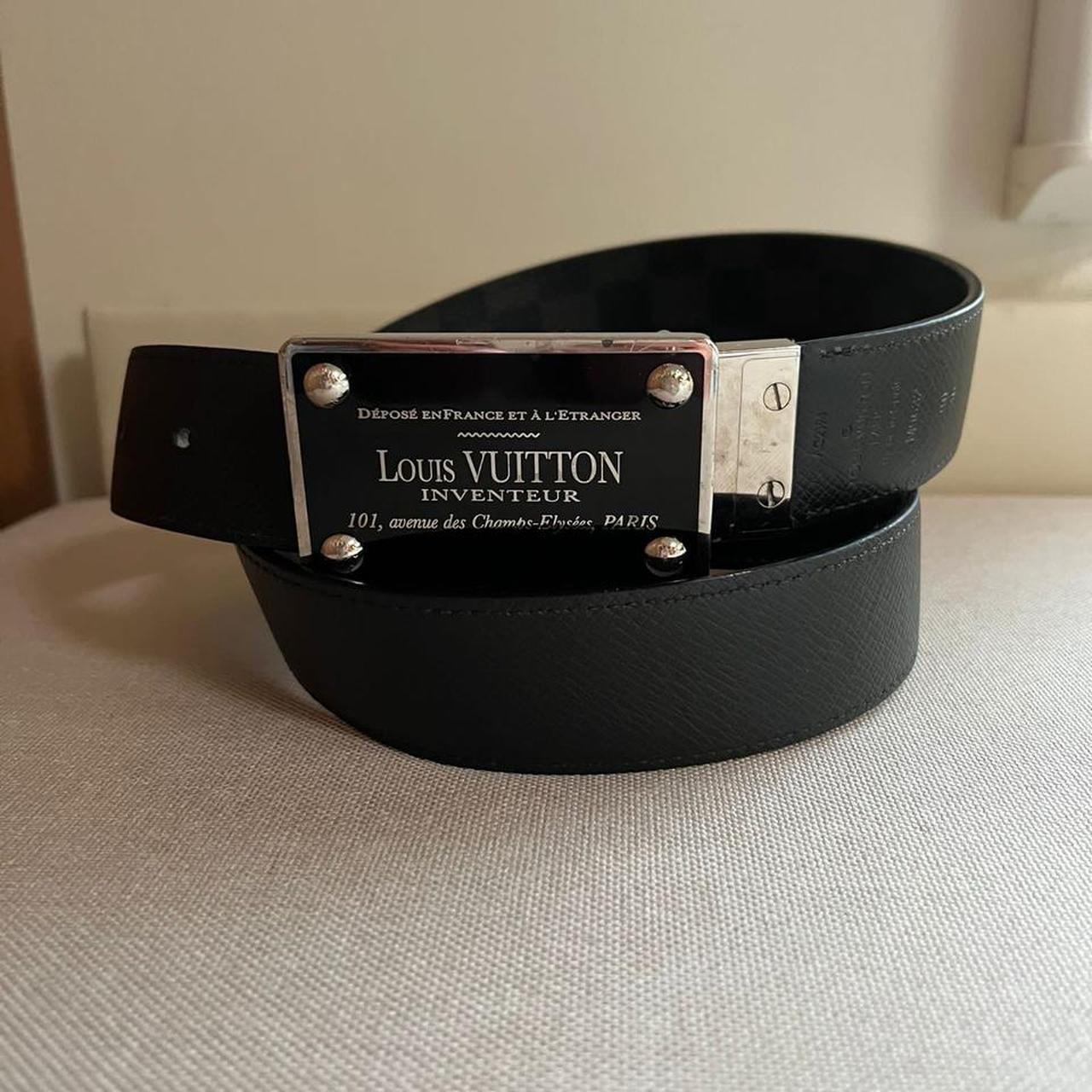 Authentic Louis Vuitton matte black leather belt. - Depop