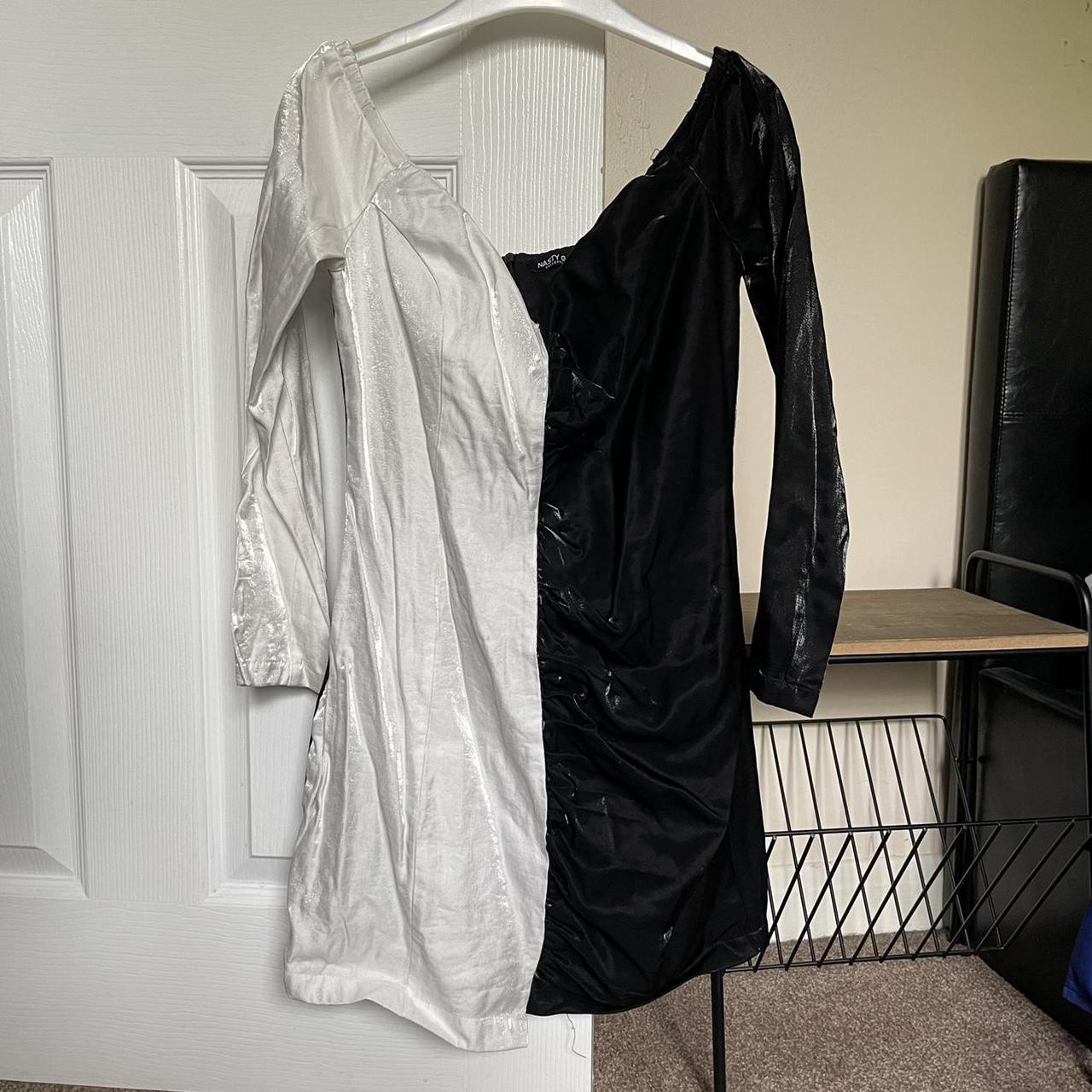 Nasty gal half black half white dress Size 10 Comes... Depop