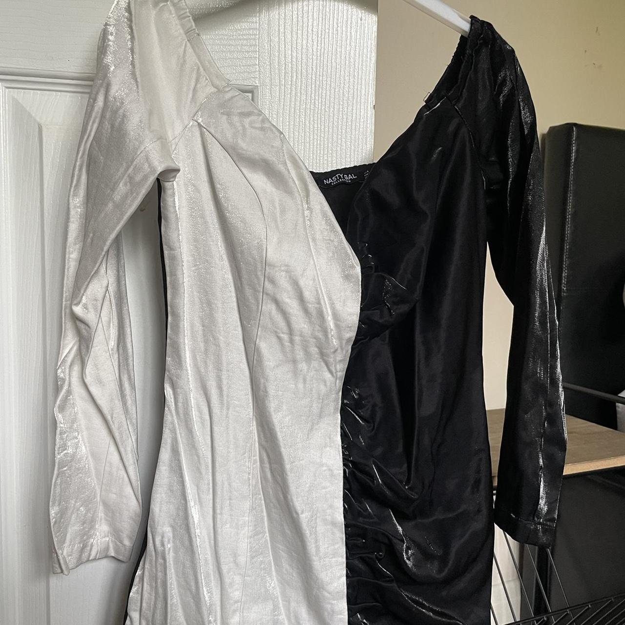 Nasty gal half black half white dress Size 10 Comes... Depop