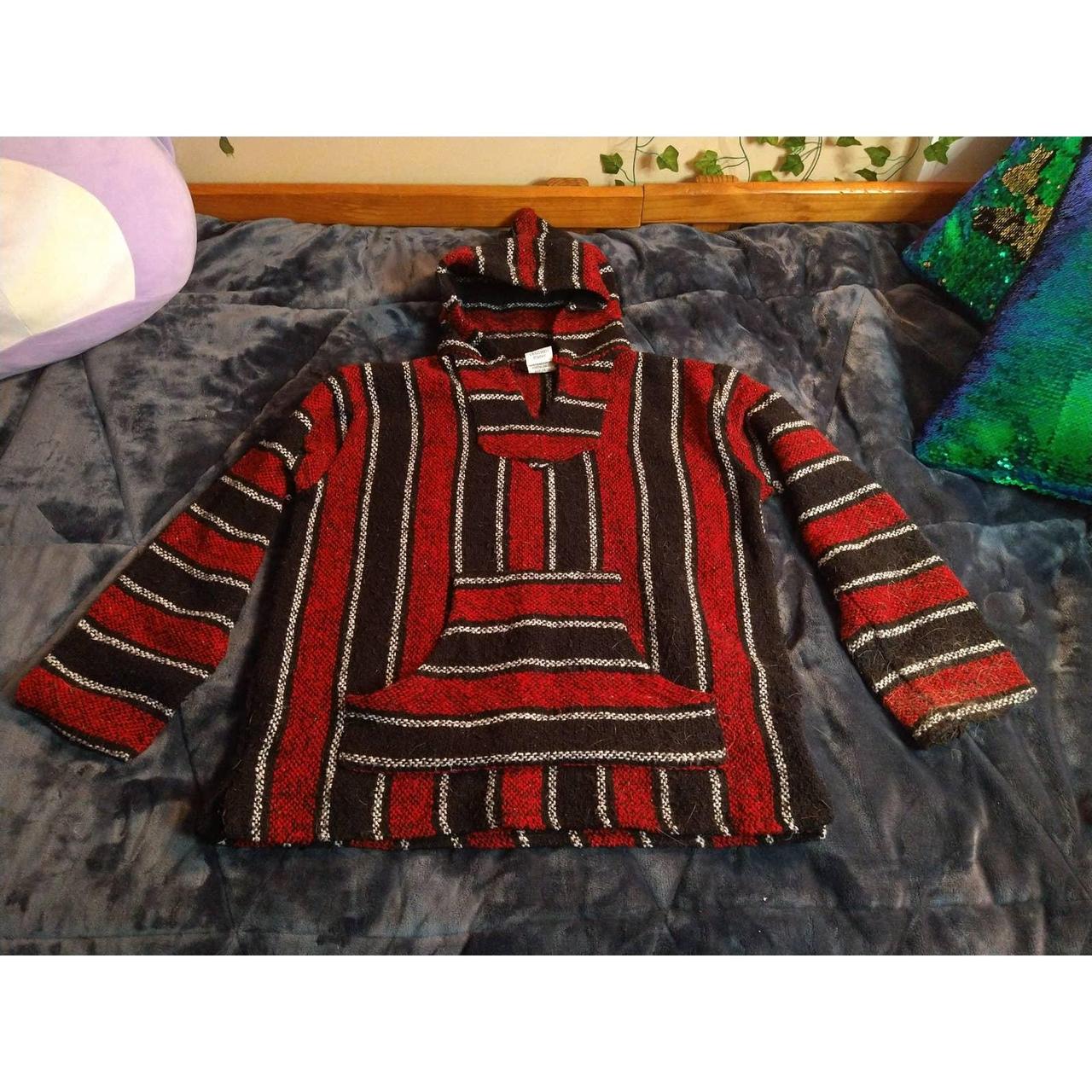 authentic mexican baja hoodie size medium red and Depop