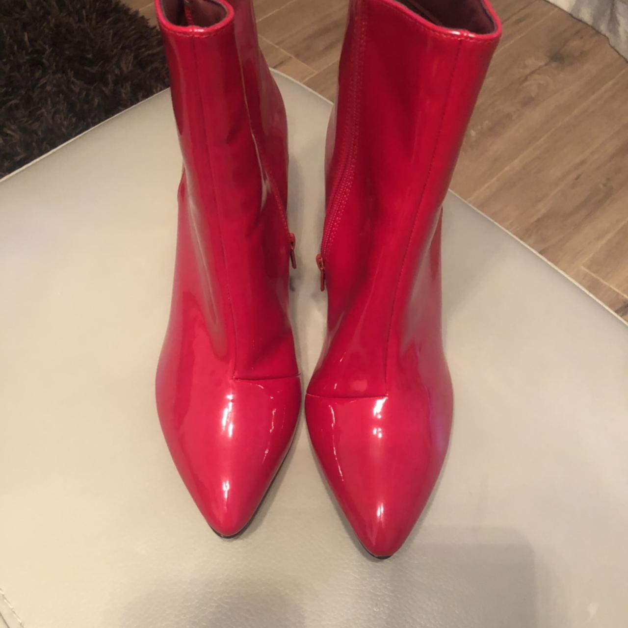 Shiny red clearance booties