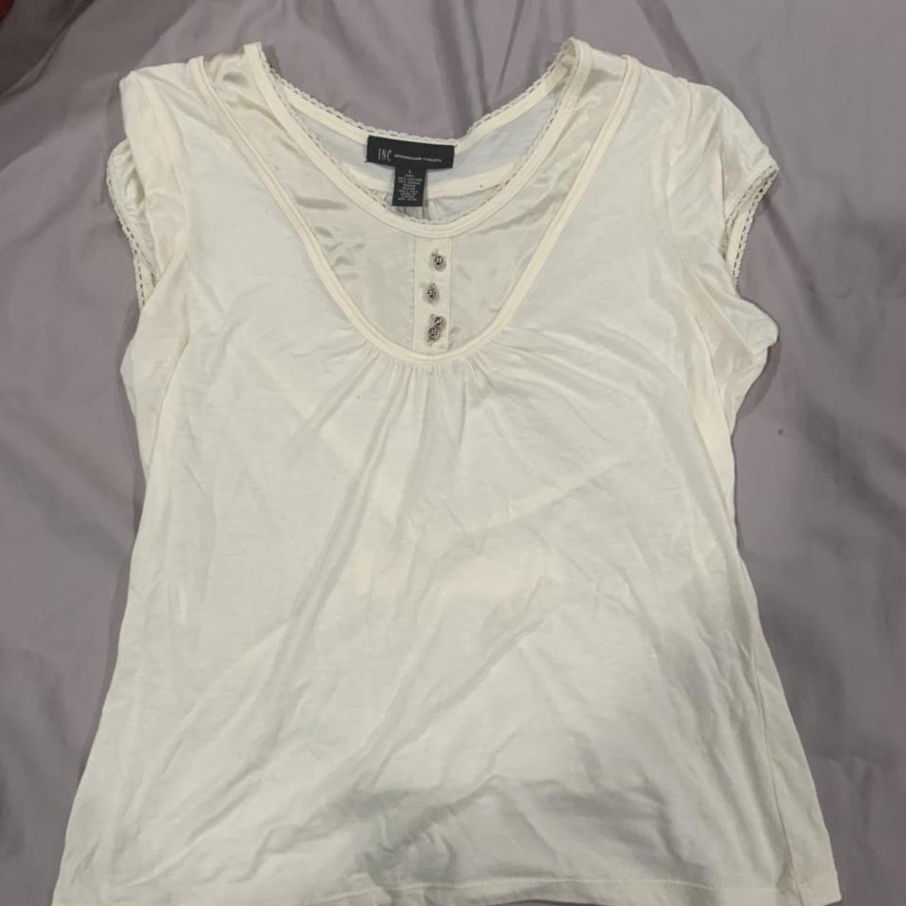 dainty white y2k shirt ! Pls msg for measurements... - Depop