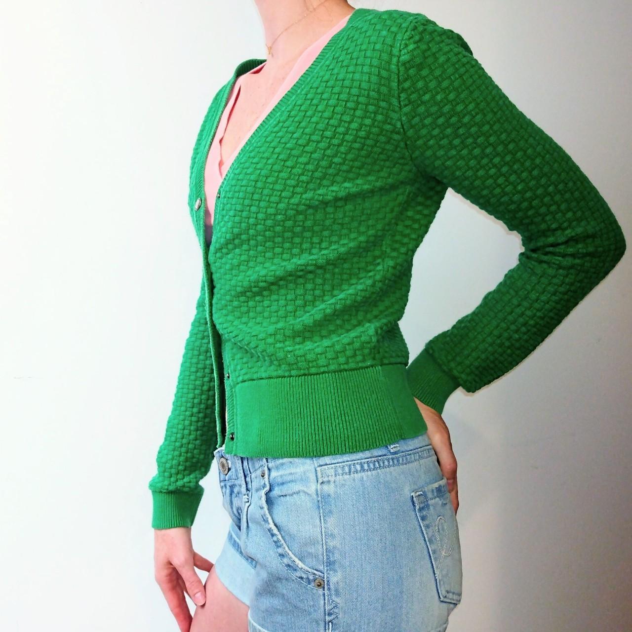 Liz Claiborne Cardigan Kelly Green Basket Weave Depop