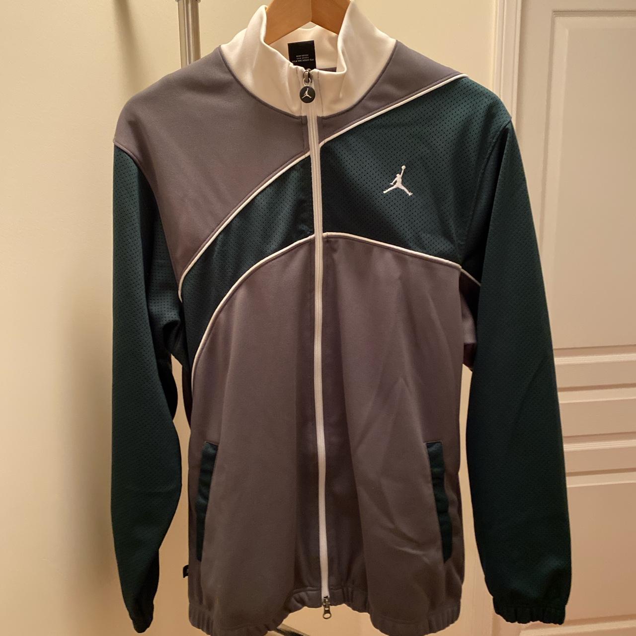Jordan / track jacket / grey and green / sz... Depop