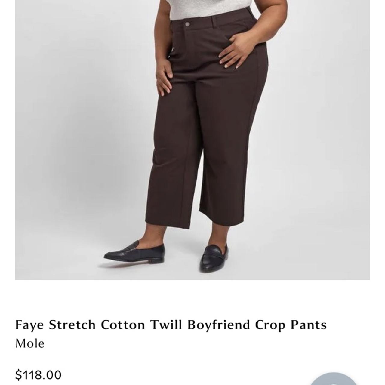 Faye Stretch Cotton Twill Boyfriend Crop Pants - Mole