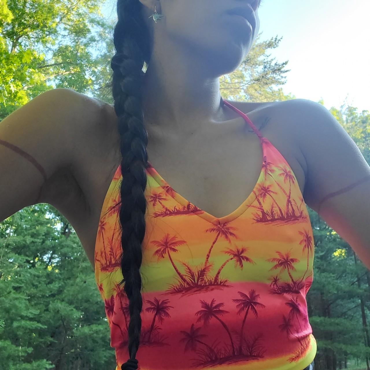 Hawaiian crop top/swim suit top Swim suit top that... Depop