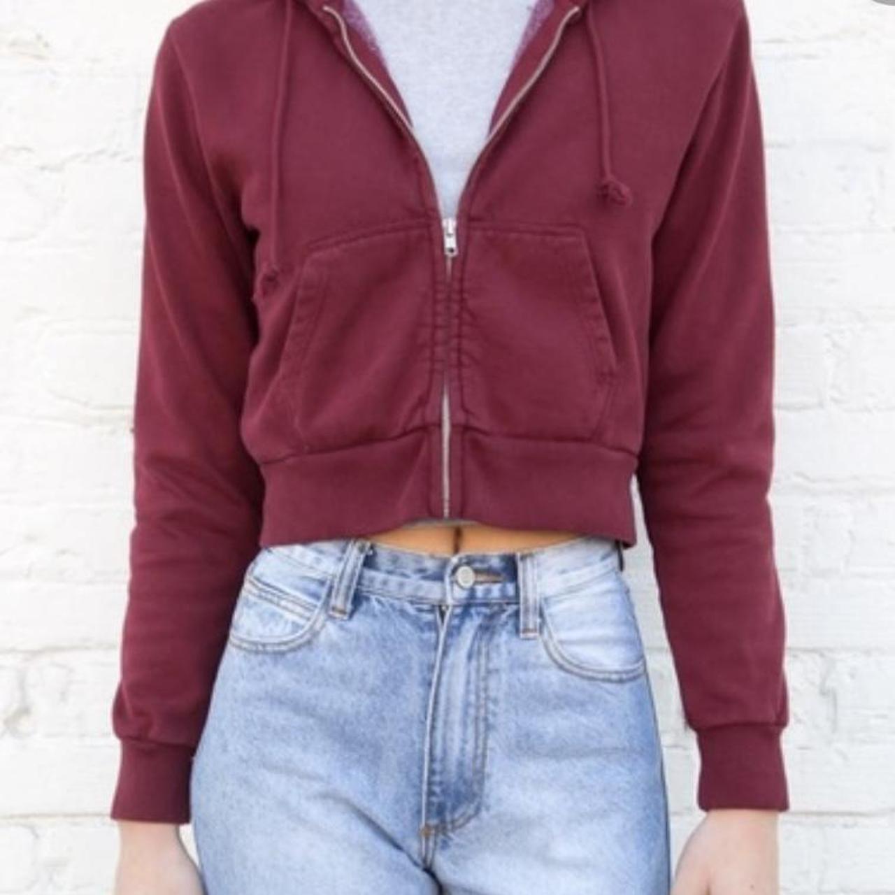 Brandy Melville red zip hoodie, fits well.... Depop