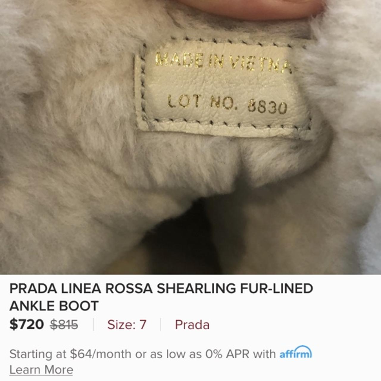 Prada linea Rossa shearling fur lined ankle boot Depop