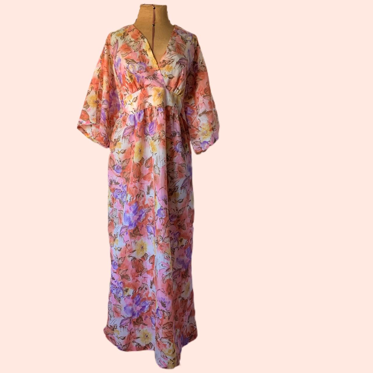 💜🧡Absolutely Beautiful 70’s Kimono Style Maxi Dress... - Depop