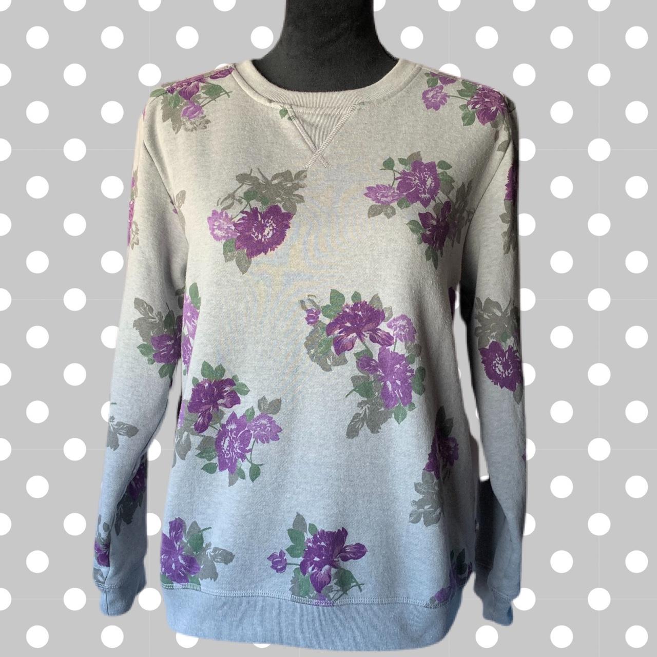 Karen Scott Women's Floral-Print Sweatshirt Gray Size Medium 