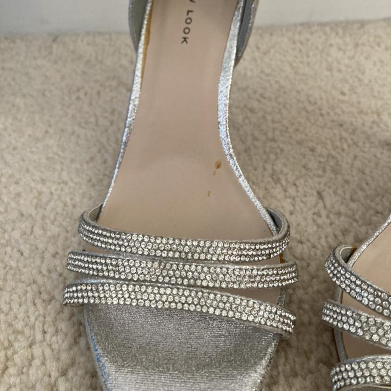 New look silver diamanté heels Size 6 New - Depop