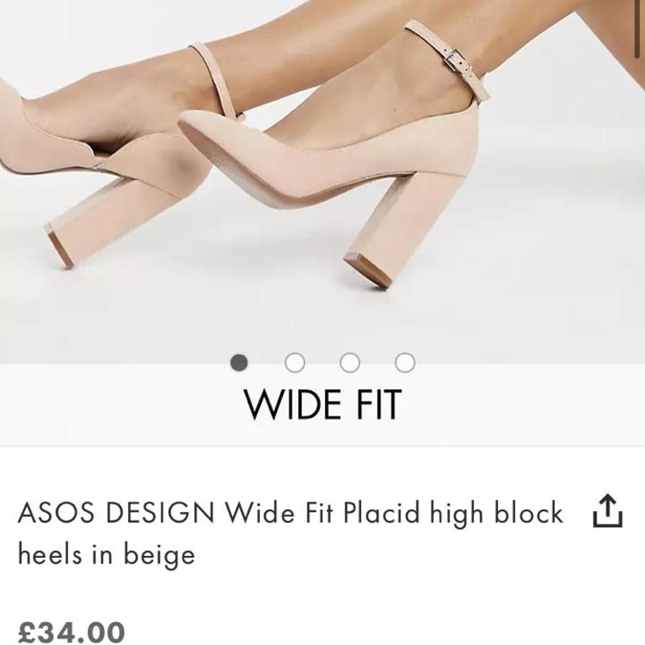 ASOS DESIGN Wide Fit Placid high block heels in beige