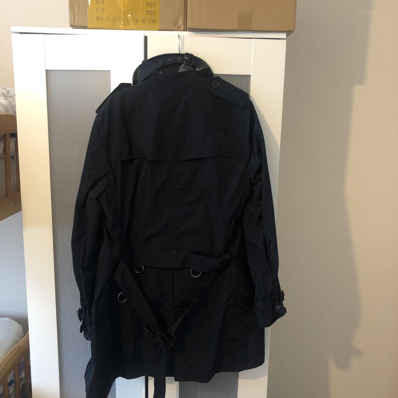 Men's Burberry rain trench coat size M. Navy... - Depop